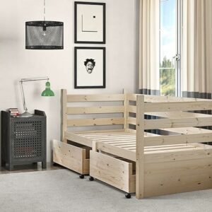 Ripvan Heavy Duty Pine Day Bed Frame with Storage