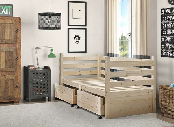 Ripvan Heavy Duty Pine Day Bed Frame with Storage
