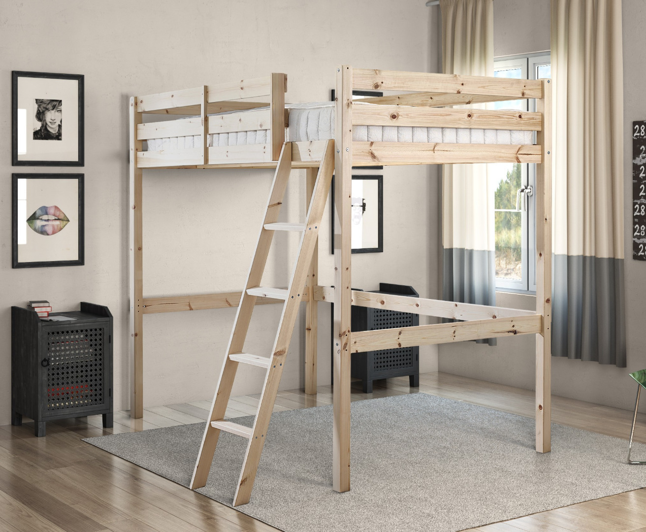 Celeste Heavy Duty High Sleeper Pine Bunk Bed