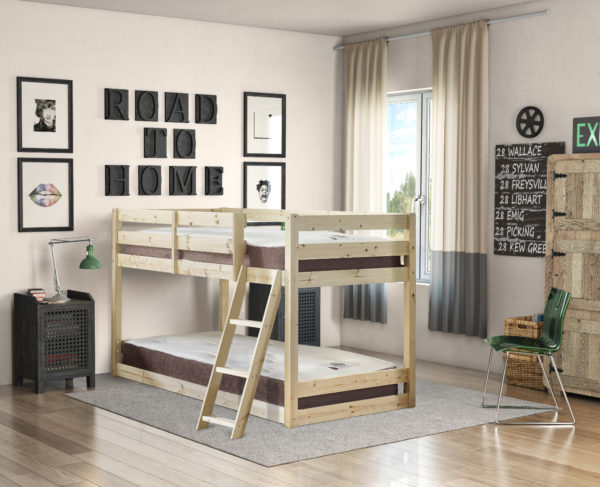 Courtland Heavy Duty Low Pine Bunk Bed