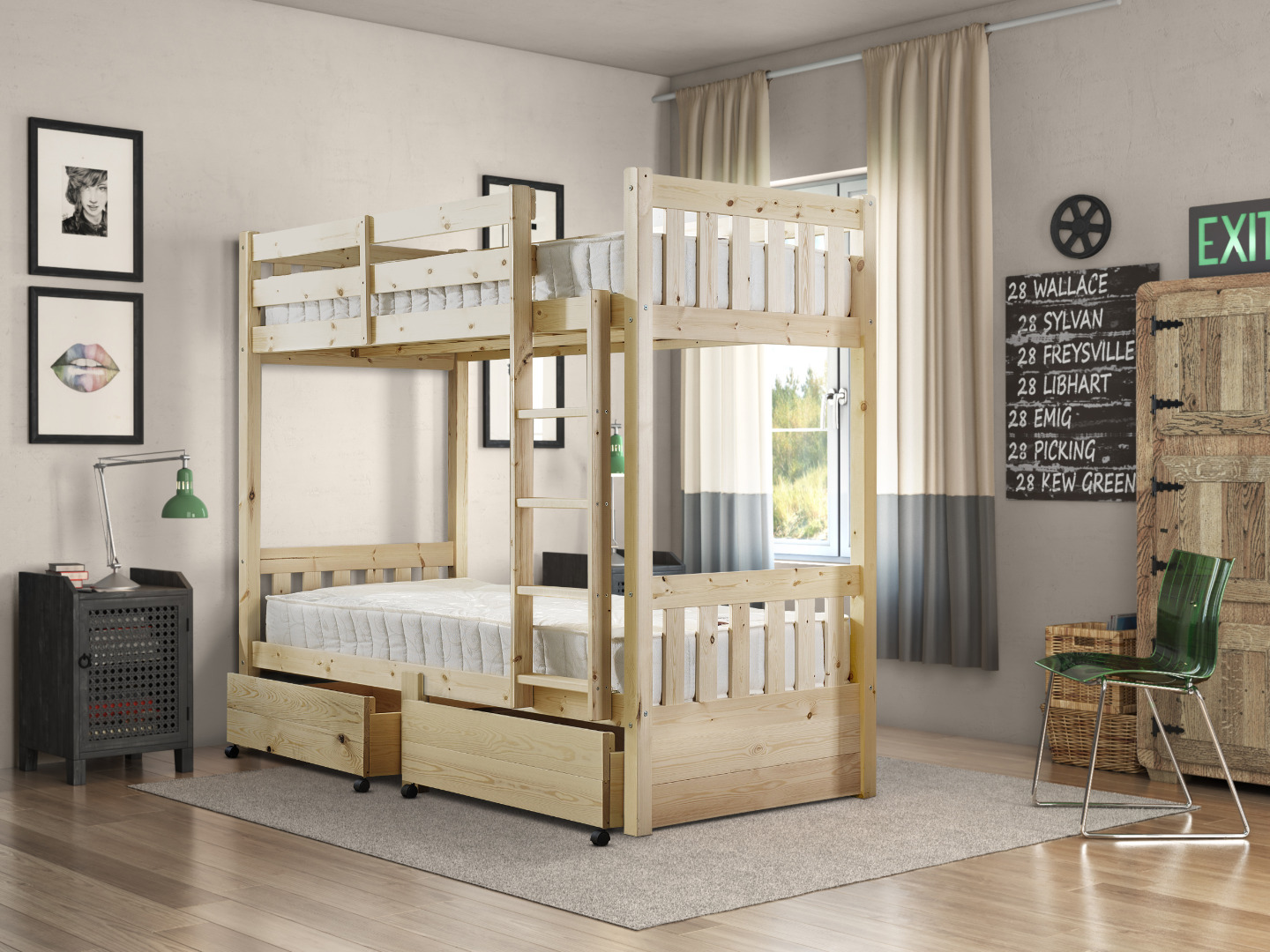 Cypress Heavy Duty Storage Pine Bunk Bed