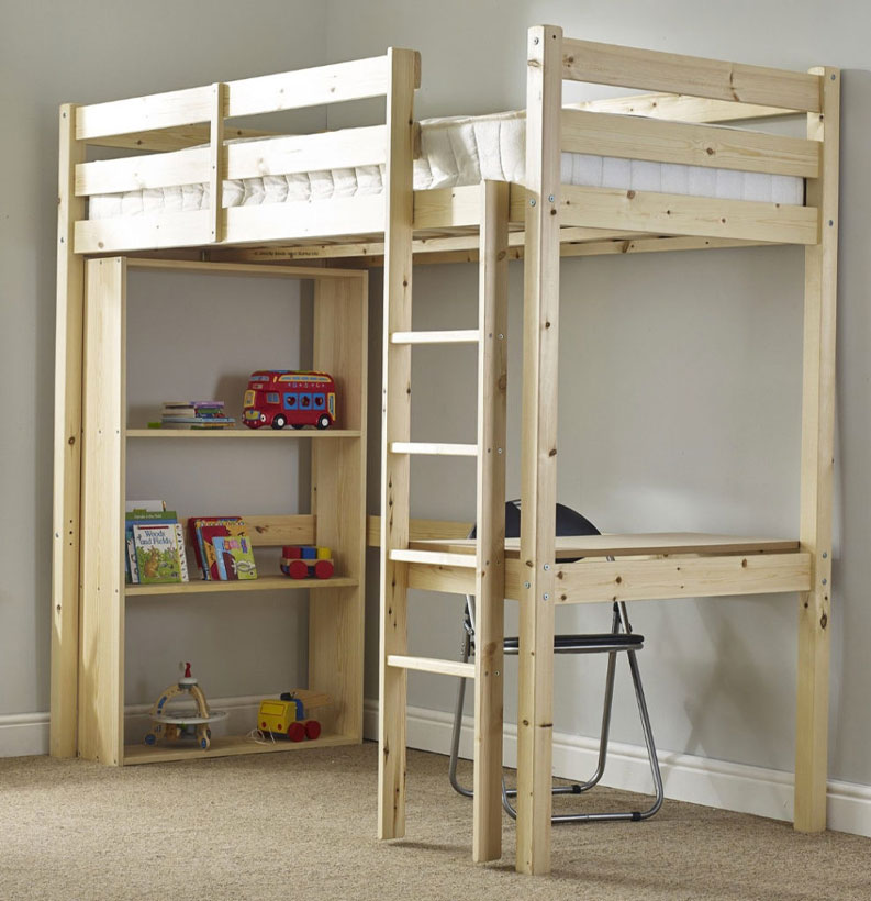 Icarus Heavy Duty High Sleeper Study Pine Bunk Bed