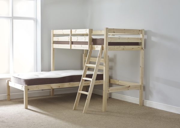 Celeste Heavy Duty L Shaped Pine Bunk Bed