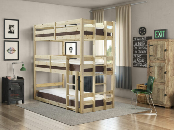 Pandora Heavy Duty Triple Sleeper Pine Bunk Bed