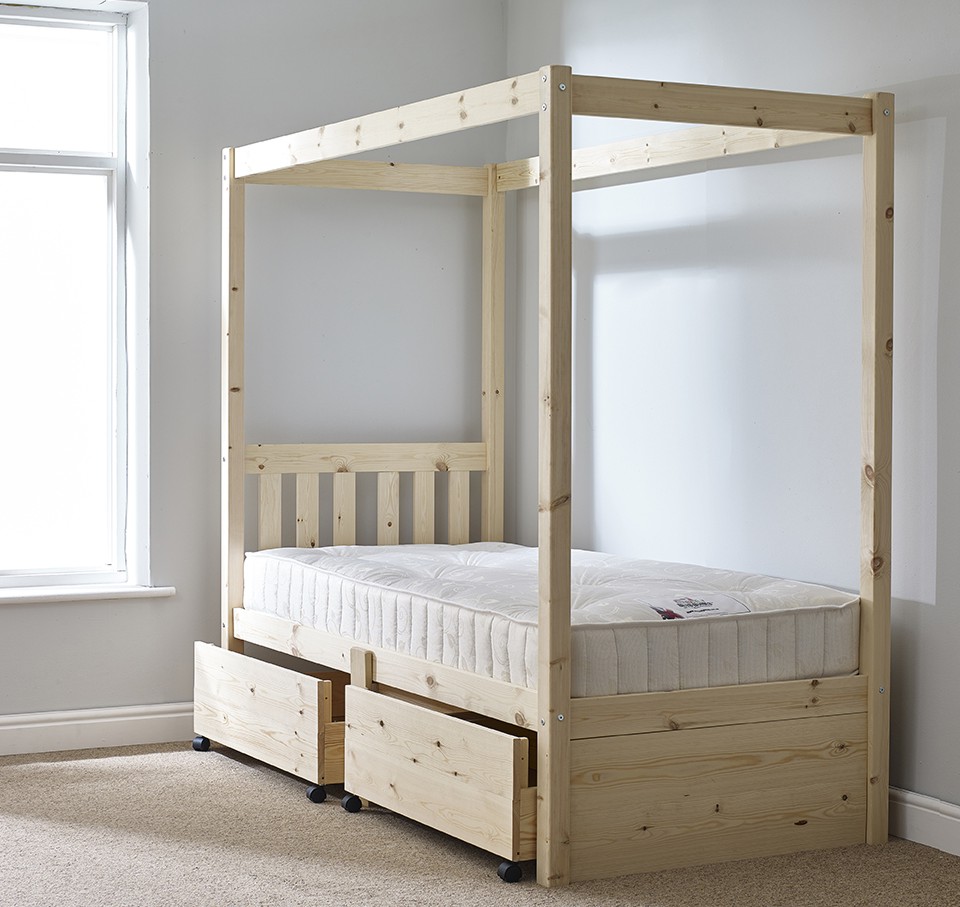 Quattro Heavy Duty Pine Bed Frame with Storage Furniture