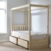 Quattro Heavy Duty Four Poster Pine Bed Frame with Storage