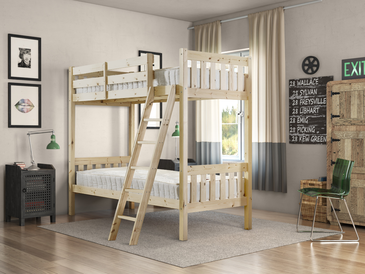 Aspen Heavy Duty Pine Bunk Bed