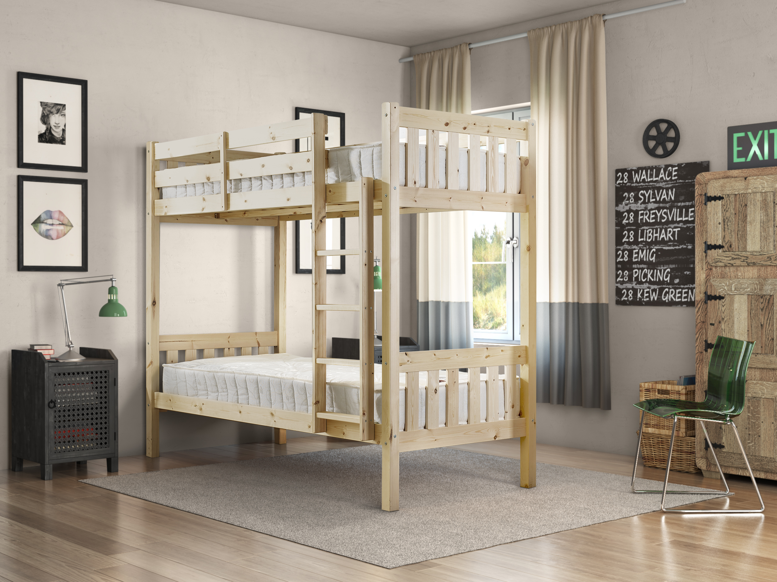 Cypress Heavy Duty Pine Bunk Bed - natural