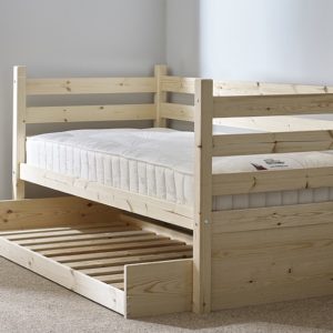 Ripvan Heavy Duty Pine Day Bed Frame with Guest Bed