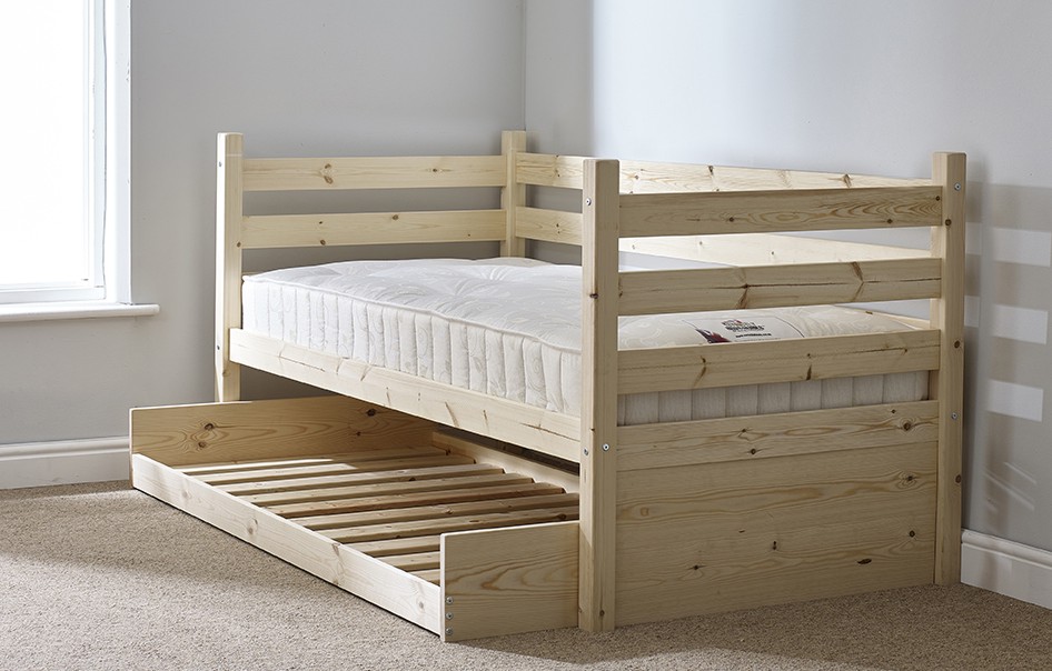 Ripvan Heavy Duty Pine Day Bed Frame with Guest Bed