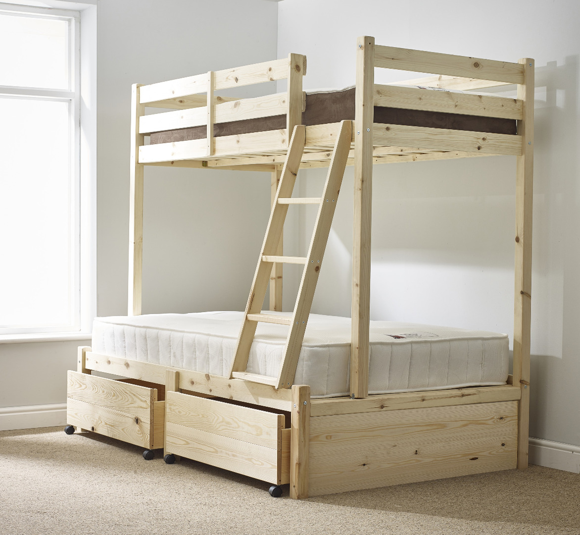 Duchess Heavy Duty Triple Sleeper Storage Pine Bunk Bed