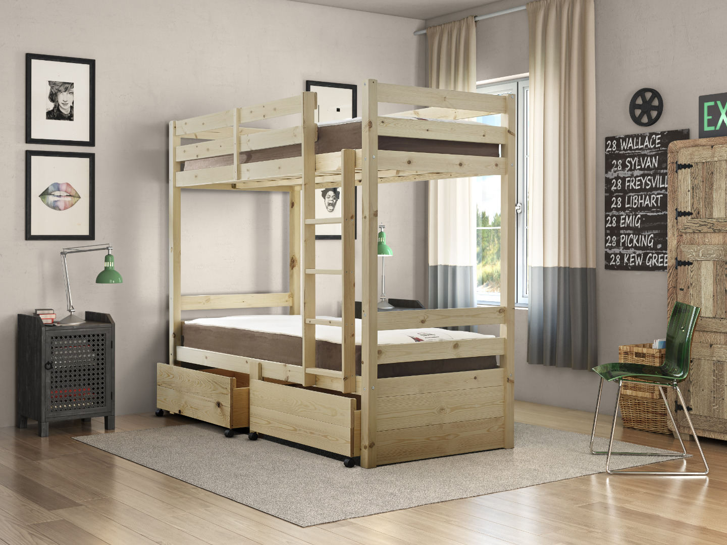 Everest Heavy Duty Storage Pine Bunk Bed