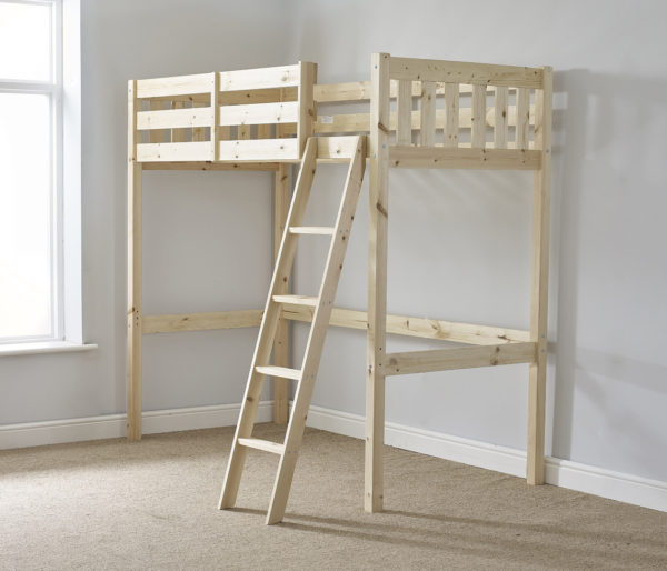 good wood single loft bunk bed NM