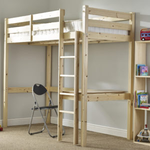 Icarus Heavy Duty High Sleeper Pine Bunk Bed with Desk Chair