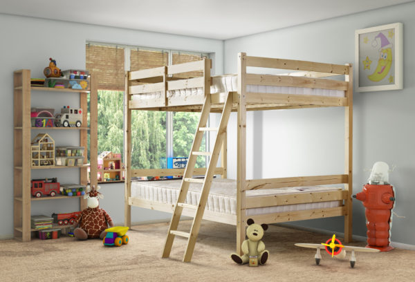 nepal double pine bunkbed with slanted ladder