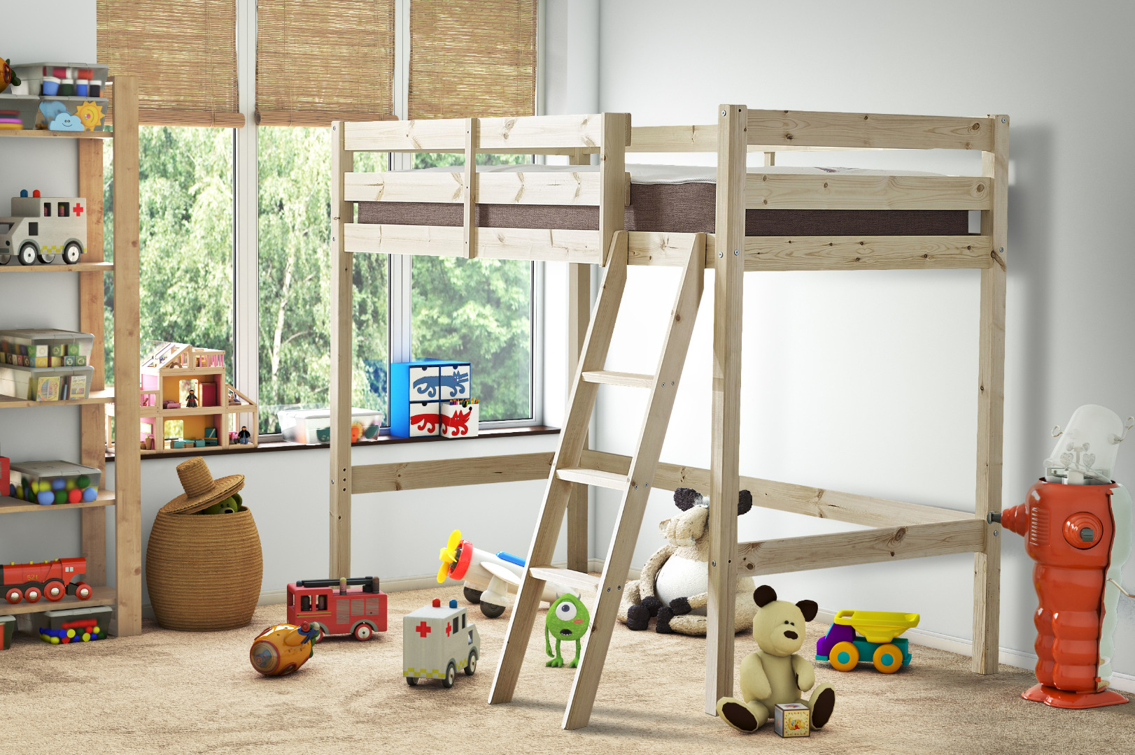 Oscar Heavy Duty Mid Sleeper Pine Bunk Bed