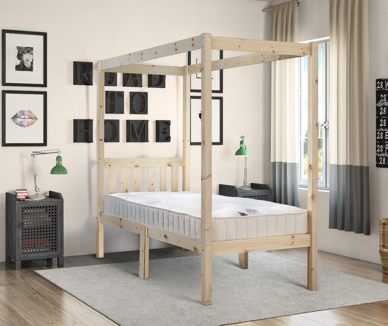 Quattro Heavy Duty Four Poster Pine Bed Frame