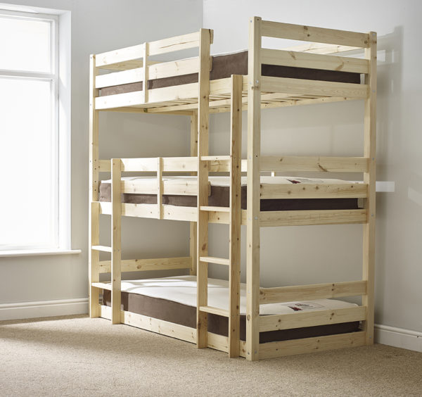 Triad Heavy Duty Triple Sleeper Pine Bunk Bed
