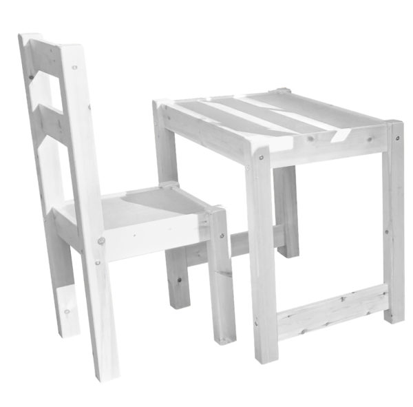Study Chair and Desk Set - White Wash